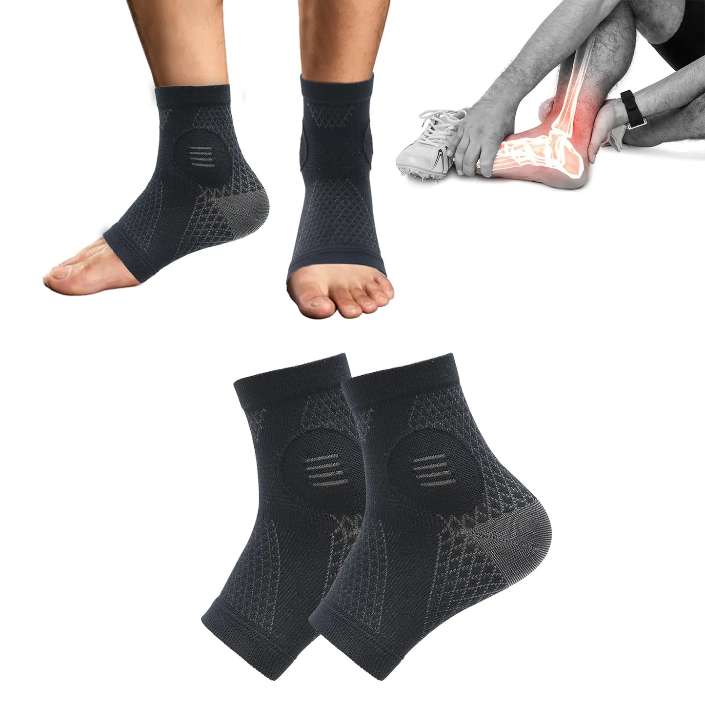 Neuropathy Socks for Men and Women Plantar Fasciitis Socks Soothe Pain Relief Socks for Neuropathy Pain Soothe Relief Compression Socks for Plantar Fasciitis and Ankle Swelling (L Black)